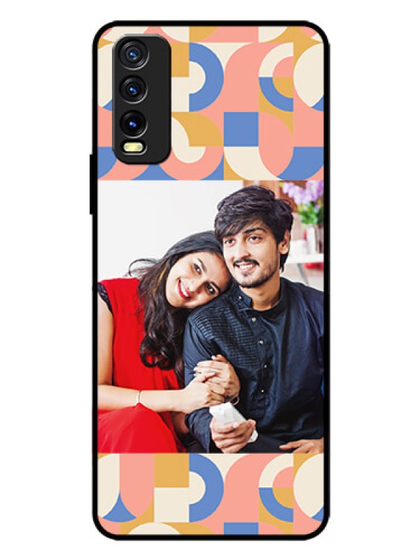 Custom Vivo Y20T Photo Printing on Glass Case - Semi-circle Maze Pattern Design