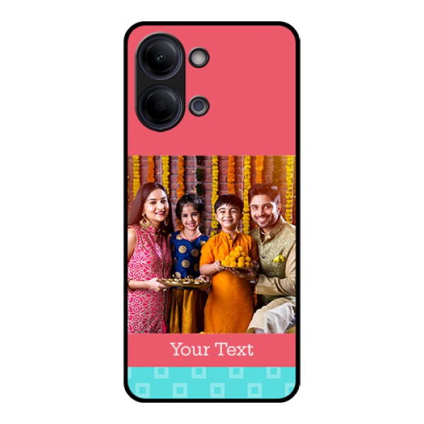 Vivo Y21 5G Custom Glass Phone Case - Peach & Blue Color Design