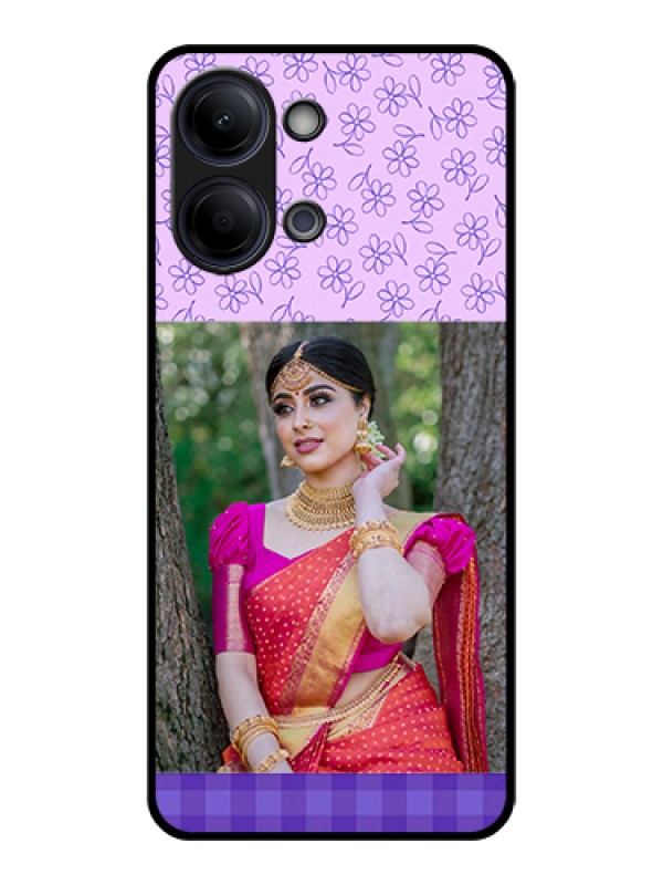 Custom Vivo Y21 5G Custom Glass Phone Case - Purple Floral Design