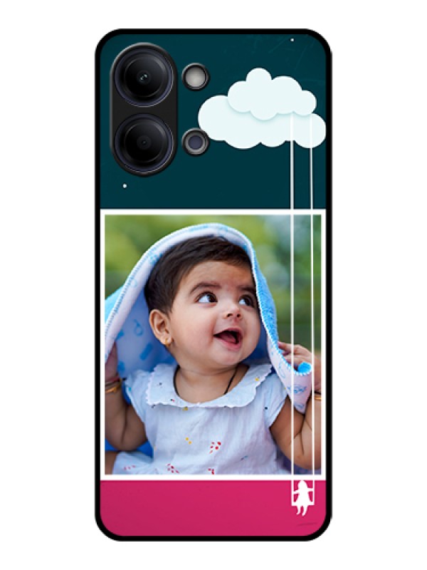 Custom Vivo Y21 5G Custom Glass Phone Case - Cute Girl With Cloud Design