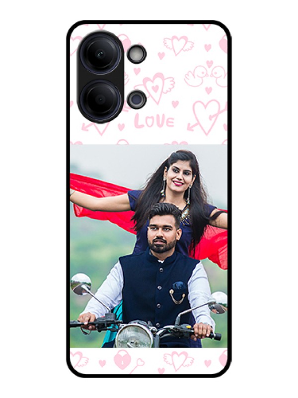 Custom Vivo Y21 5G Custom Glass Phone Case - Pink Flying Heart Design