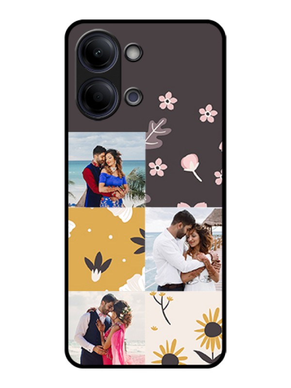 Custom Vivo Y21 5G Custom Glass Phone Case - 3 Images With Floral Design