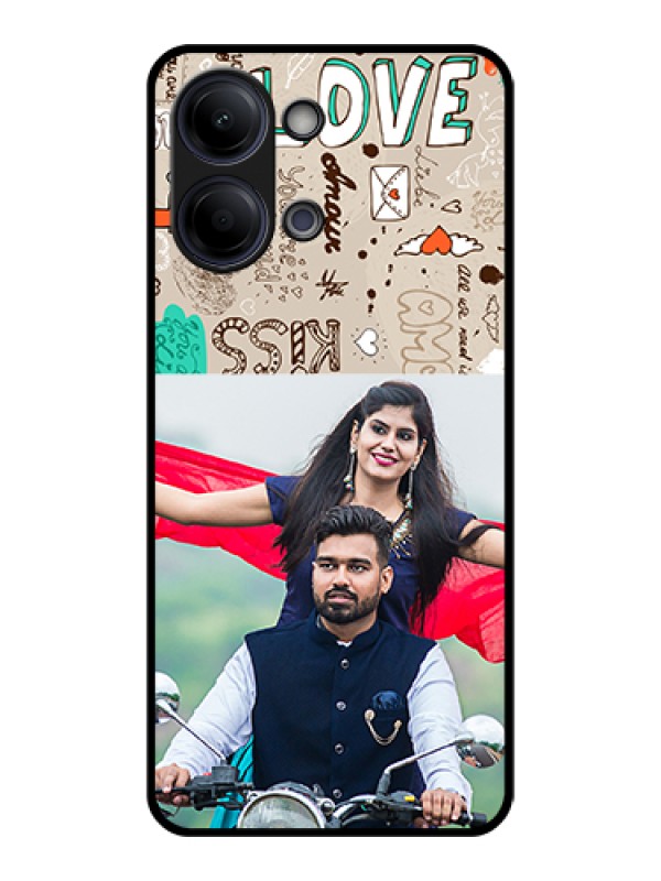 Custom Vivo Y21 5G Custom Glass Phone Case - Love Doodle Pattern