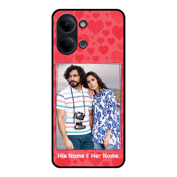 Vivo Y21 5G Custom Glass Phone Case - With Red Heart Symbols Design Vivo Y21 5G Custom Glass Phone Case - With Red Heart Symbols Design