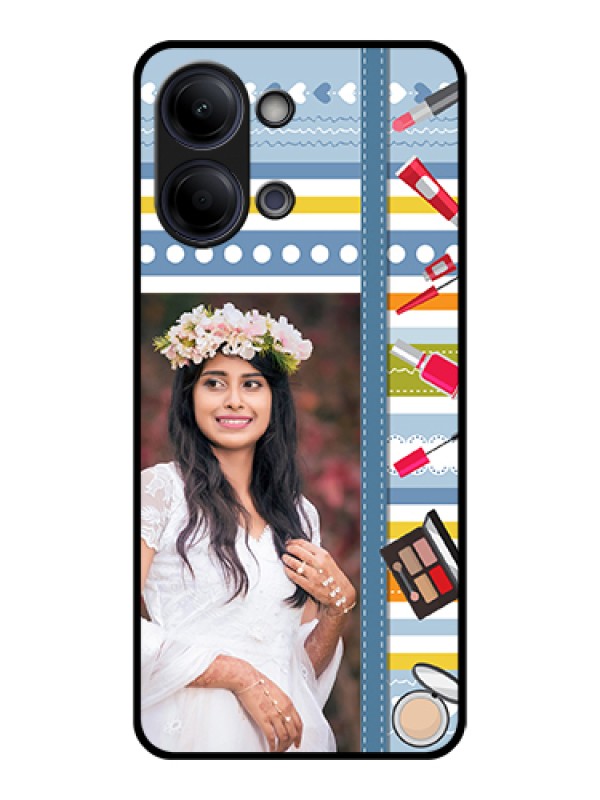 Custom Vivo Y21 5G Custom Glass Phone Case - Makeup Icons Design