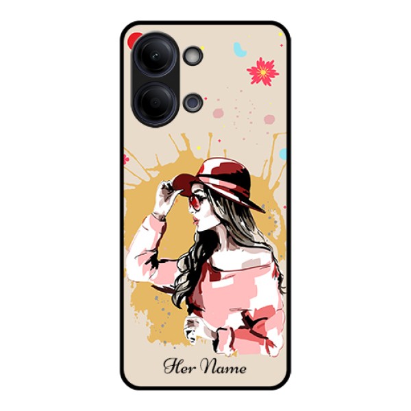 Vivo Y21 5G Custom Glass Phone Case - Women With Pink Hat Design