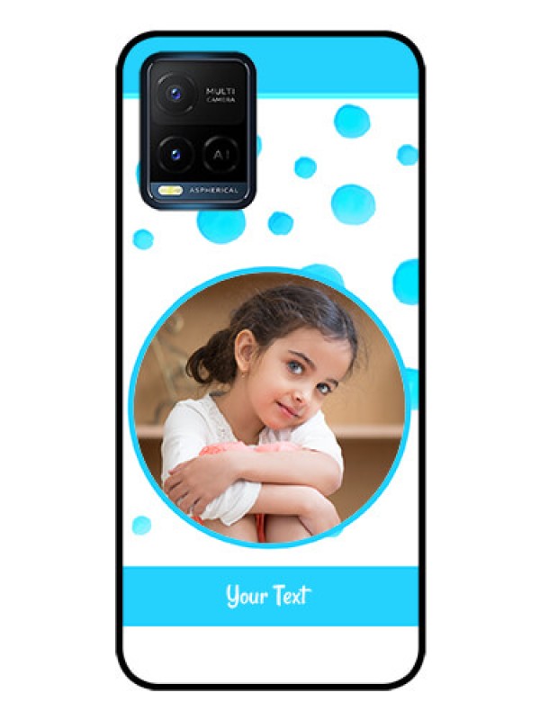 Custom Vivo Y21 Photo Printing on Glass Case - Blue Bubbles Pattern Design