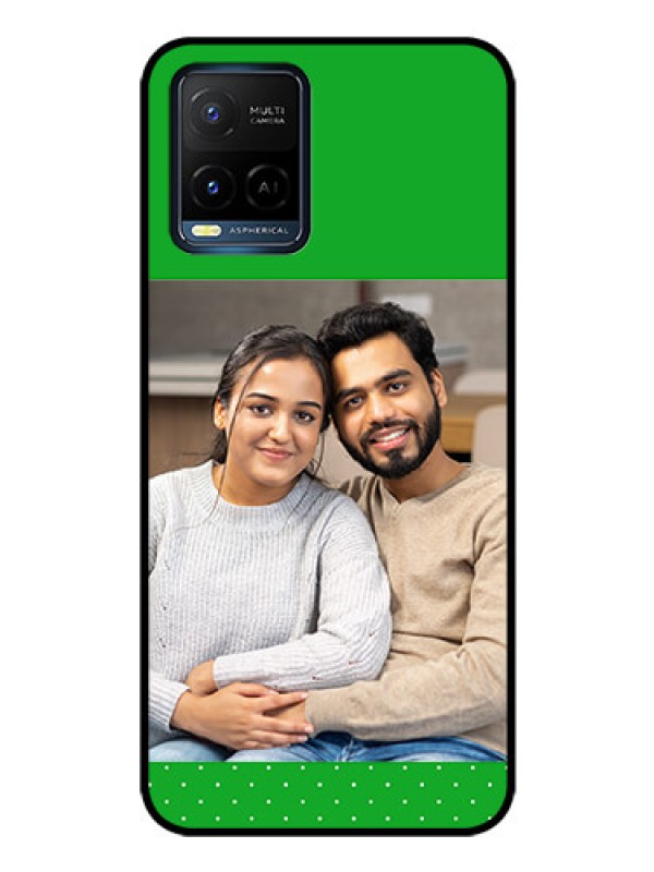 Custom Vivo Y21 Personalized Glass Phone Case - Green Pattern Design