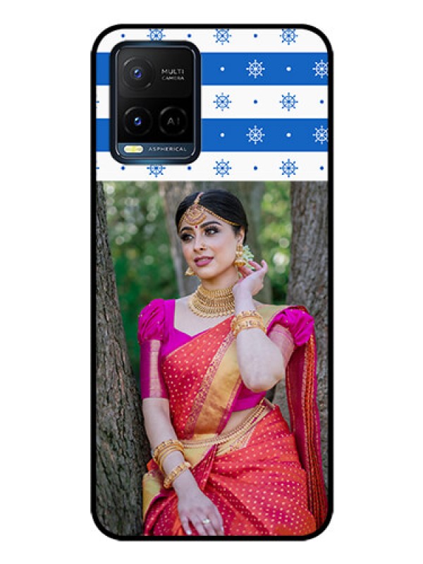 Custom Vivo Y21 Photo Printing on Glass Case - Snow Pattern Design