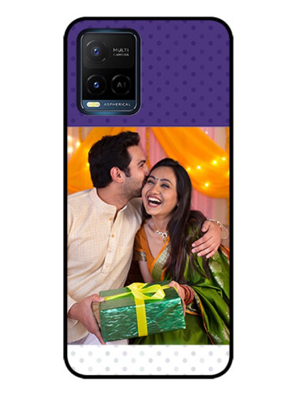 Custom Vivo Y21 Personalized Glass Phone Case - Violet Pattern Design
