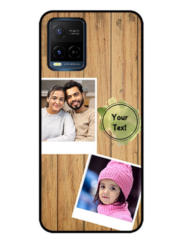 Custom Vivo Y21 Custom Glass Phone Case - Wooden Texture Design