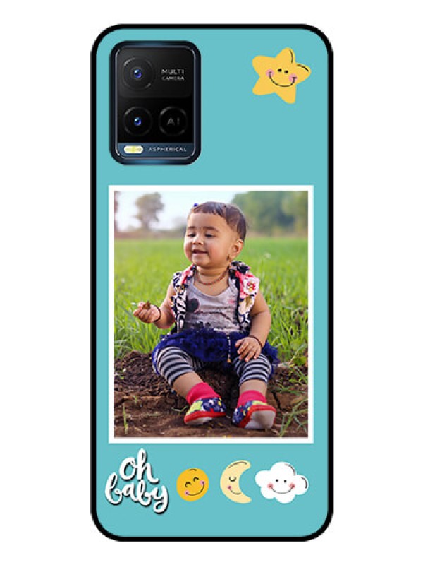 Custom Vivo Y21 Personalized Glass Phone Case - Smiley Kids Stars Design