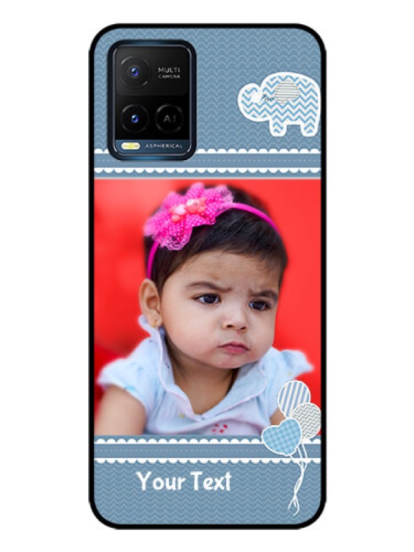Custom Vivo Y21 Photo Printing on Glass Case - with Kids Pattern Design