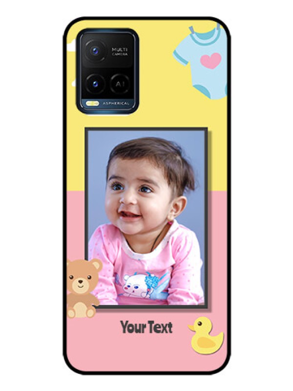 Custom Vivo Y21 Photo Printing on Glass Case - Kids 2 Color Design