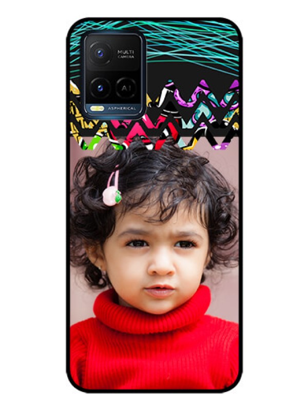 Custom Vivo Y21 Personalized Glass Phone Case - Neon Abstract Design