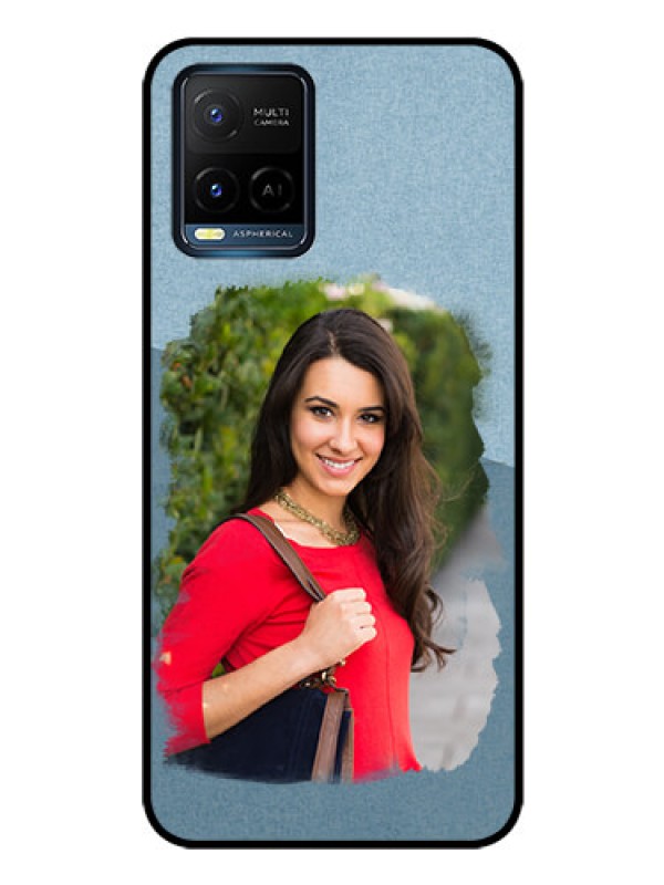 Custom Vivo Y21 Custom Glass Mobile Case - Grunge Line Art Design