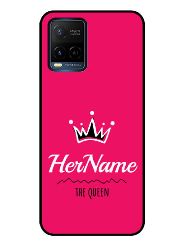 Custom Vivo Y21 Glass Phone Case Queen with Name