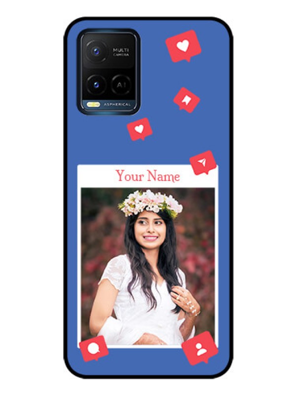 Custom Vivo Y21 Custom Glass Phone Case - Like Share And Comment Design
