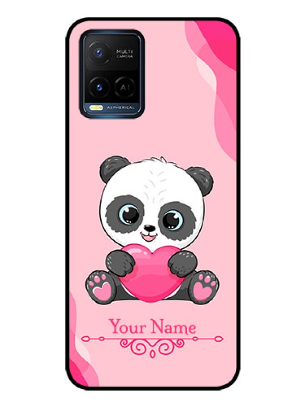 Custom Vivo Y21 Custom Glass Mobile Case - Cute Panda Design