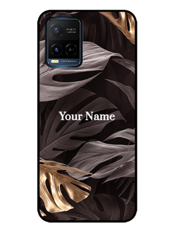 Custom Vivo Y21 Personalised Glass Phone Case - Wild Leaves digital paint Design