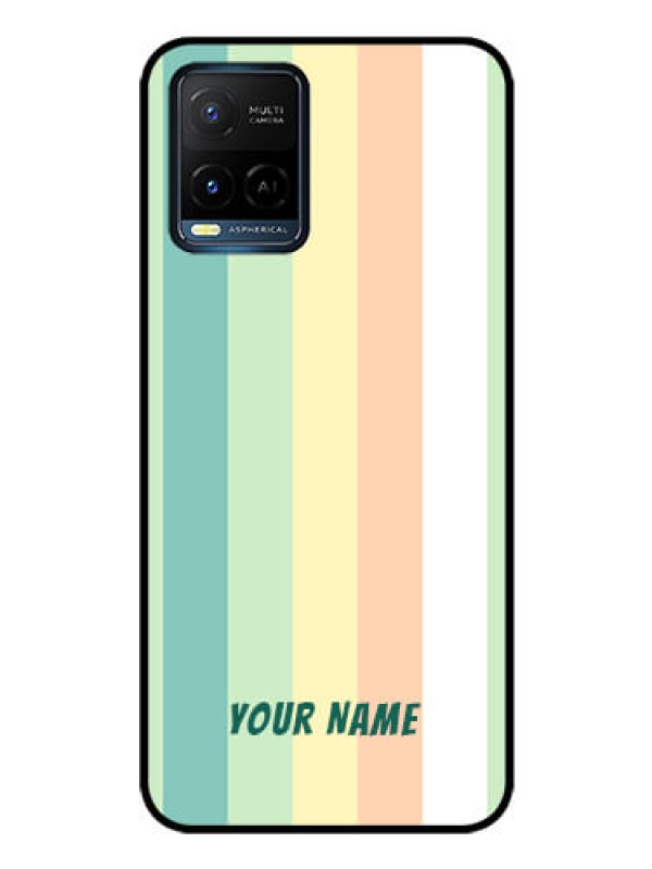 Custom Vivo Y21 Photo Printing on Glass Case - Multi-colour Stripes Design