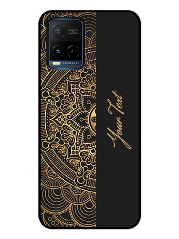 Custom Vivo Y21 Photo Printing on Glass Case - Mandala art with custom text Design