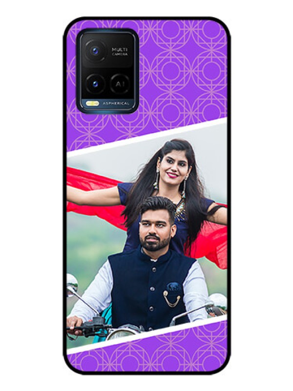 Custom Vivo Y21A Custom Glass Phone Case - Violet Pattern Design
