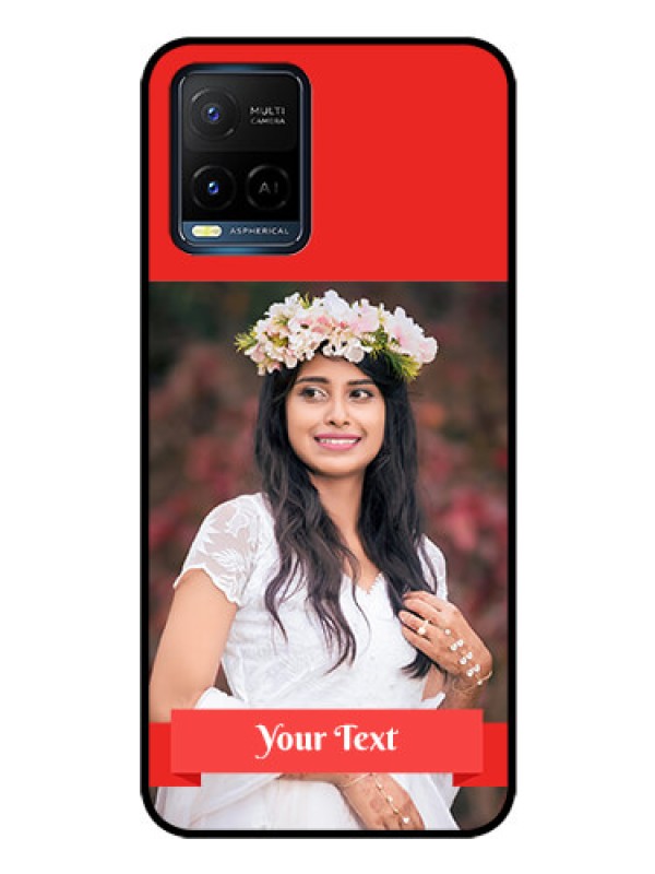 Custom Vivo Y21A Custom Glass Phone Case - Simple Red Color Design