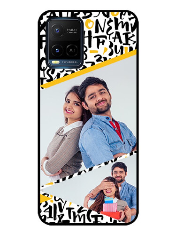 Custom Vivo Y21A Custom Glass Mobile Case - Letters Pattern Design