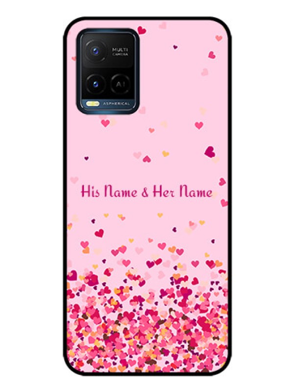 Custom Vivo Y21A Photo Printing on Glass Case - Floating Hearts Design