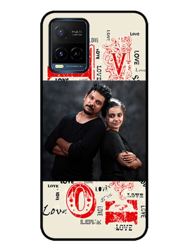 Custom Vivo Y21e Photo Printing on Glass Case - Trendy Love Design Case