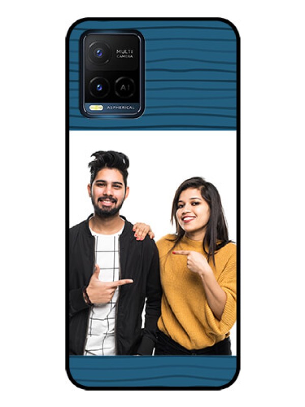 Custom Vivo Y21e Custom Glass Phone Case - Blue Pattern Cover Design