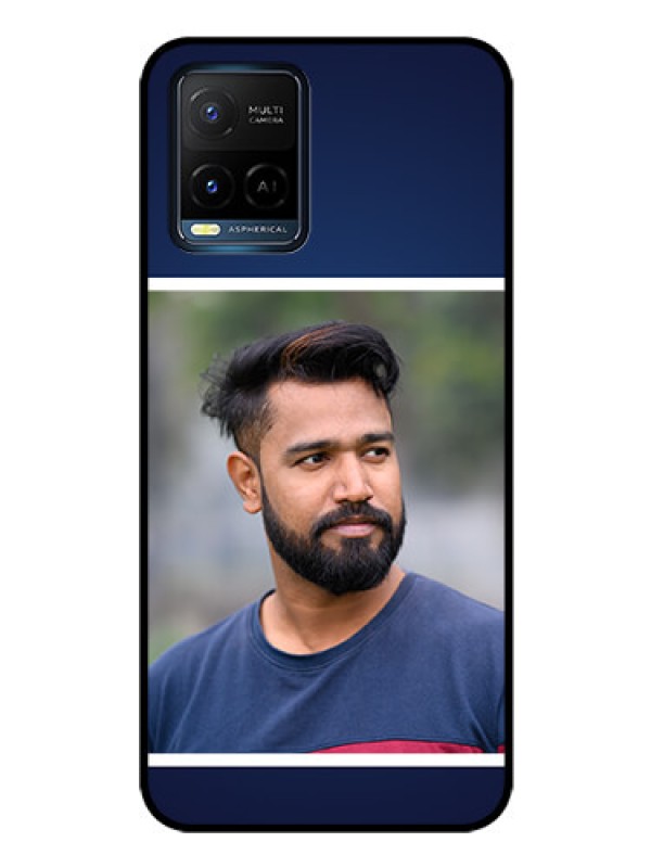 Custom Vivo Y21e Personalized Glass Phone Case - Simple Royal Blue Design
