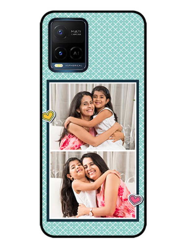 Custom Vivo Y21e Custom Glass Phone Case - 2 Image Holder with Pattern Design