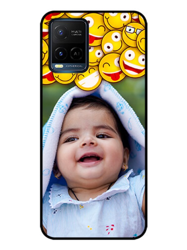 Custom Vivo Y21e Custom Glass Mobile Case - with Smiley Emoji Design