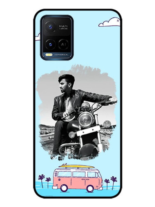 Custom Vivo Y21e Photo Printing on Glass Case - Travel & Adventure Design