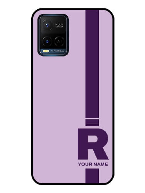 Custom Vivo Y21E Photo Printing on Glass Case - Simple dual tone stripe with name Design