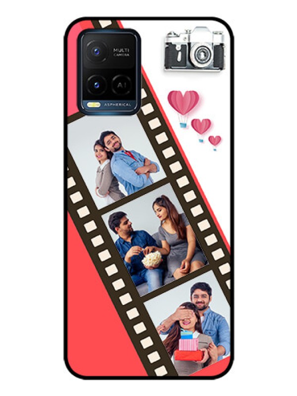 Custom Vivo Y21G Personalized Glass Phone Case - 3 Image Holder with Film Reel