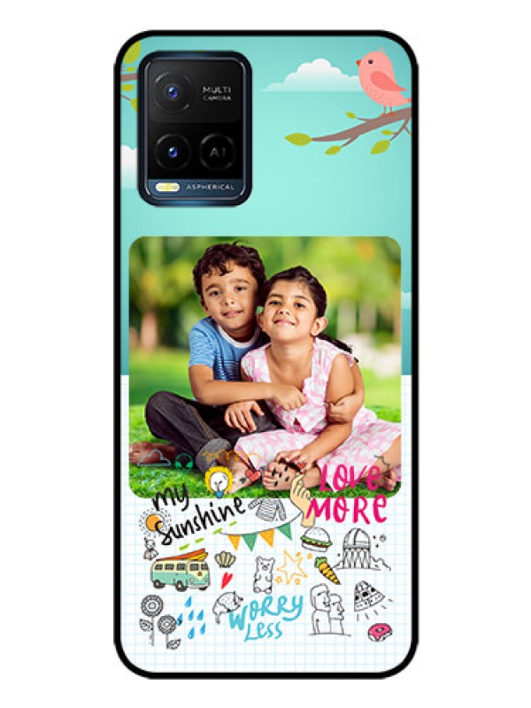 Custom Vivo Y21G Photo Printing on Glass Case - Doodle love Design