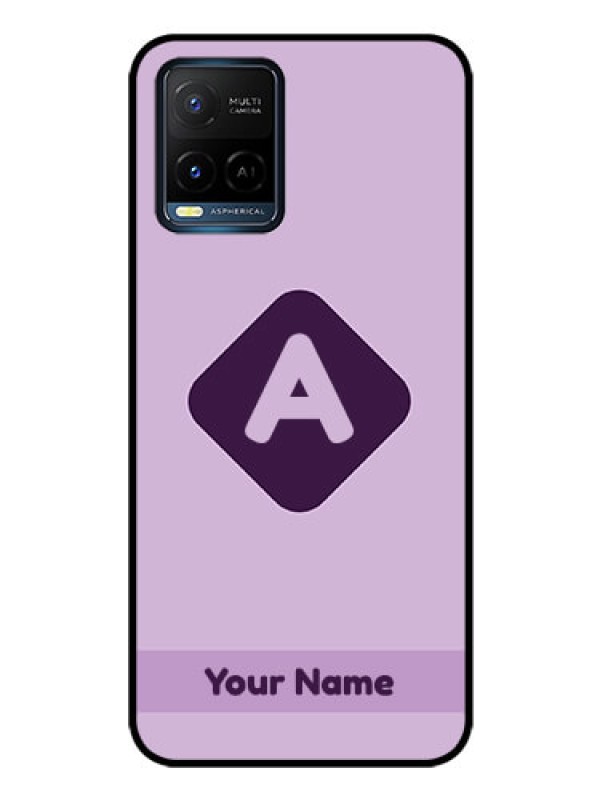 Custom Vivo Y21G Custom Glass Mobile Case - Custom Letter in curved badge Design