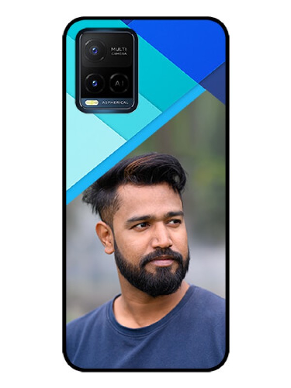 Custom Vivo Y21T Custom Glass Phone Case - Blue Pattern Design