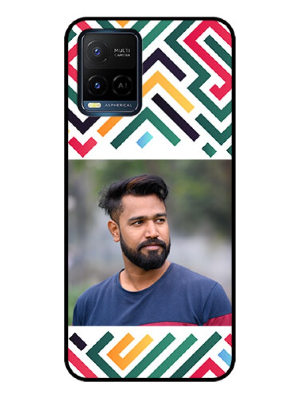 Custom Vivo Y21T Personalized Glass Phone Case - Colorful Maze Pattern Design