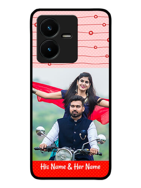 Custom Vivo Y22 Personalized Glass Phone Case - Red Pattern Case Design