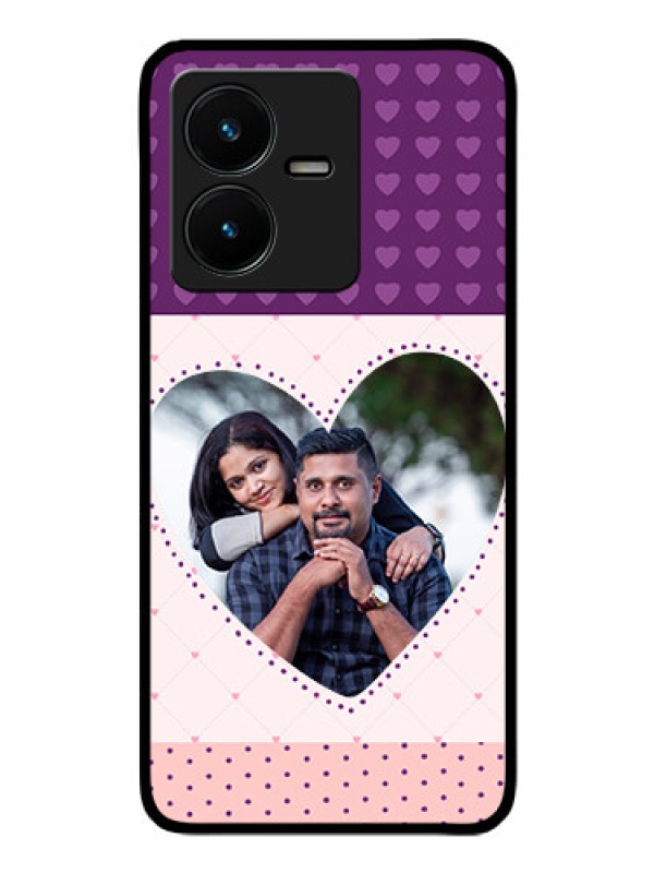 Custom Vivo Y22 Custom Glass Phone Case - Violet Love Dots Design