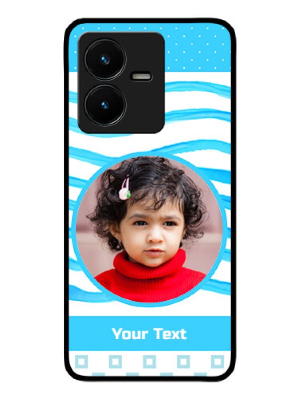 Custom Vivo Y22 Custom Glass Phone Case - Simple Blue Case Design