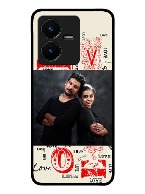 Custom Vivo Y22 Photo Printing on Glass Case - Trendy Love Design Case