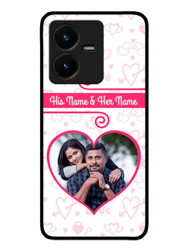 Custom Vivo Y22 Personalized Glass Phone Case - Heart Shape Love Design