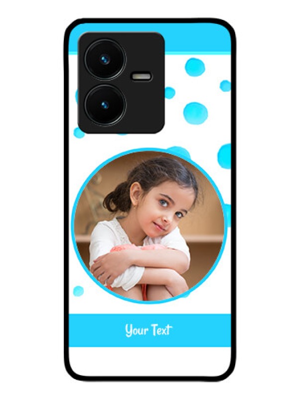 Custom Vivo Y22 Photo Printing on Glass Case - Blue Bubbles Pattern Design
