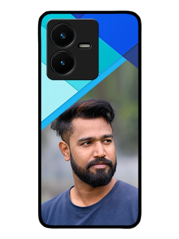 Custom Vivo Y22 Custom Glass Phone Case - Blue Pattern Design