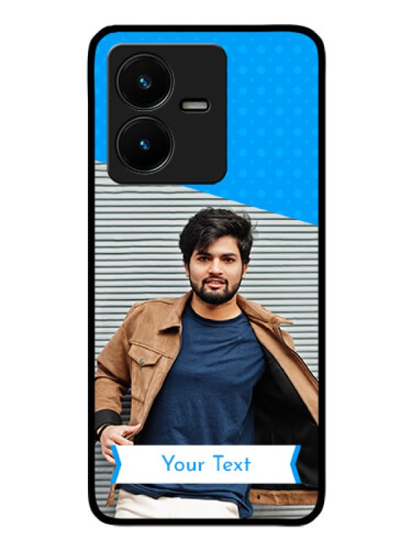 Custom Vivo Y22 Photo Printing on Glass Case - Simple Blue Color Design